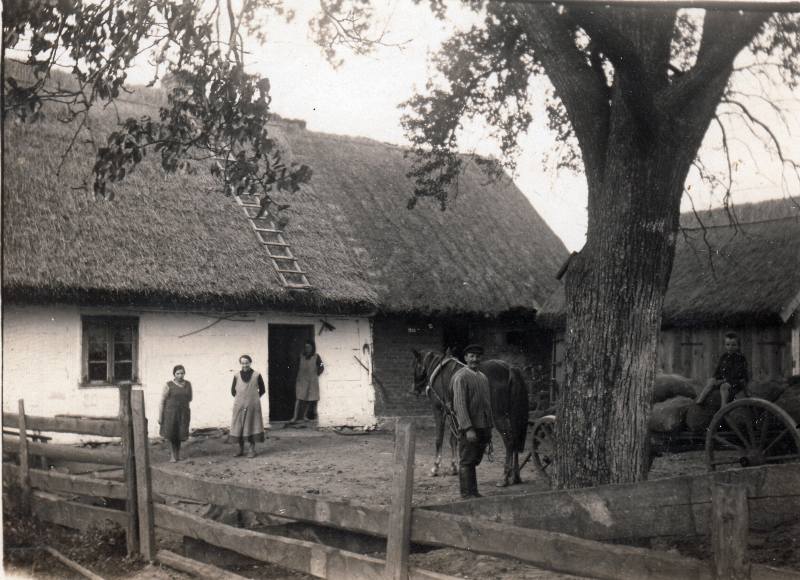 Podwórze gospodarskie rodziny Schumannów z Teodozjowa, gm. Czerniewice, 1912